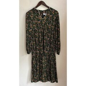 Vintage 1970s Leslie Fay Tiered Midi Dress M Floral Peasant Cottagecore Prairie
